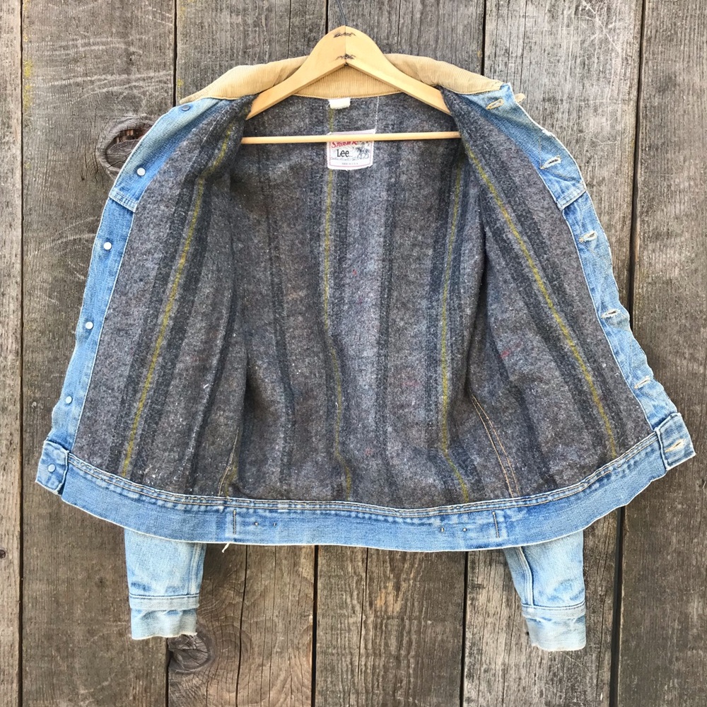 Vintage 60s-70s Lee Storm Rider Blanket Lined Denim Trucker Rancher Jacket S-M - Picture 8 of 10